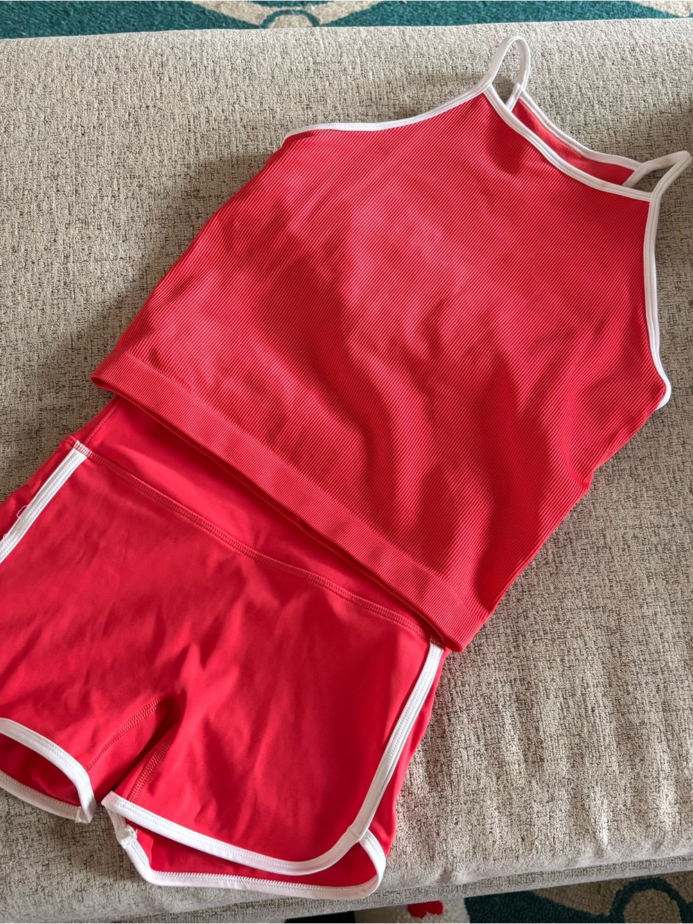 DSG coral contrast-trim tank & short set NWOT